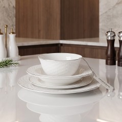 Service de Table en Porcelaine 24 Pièces Blanc