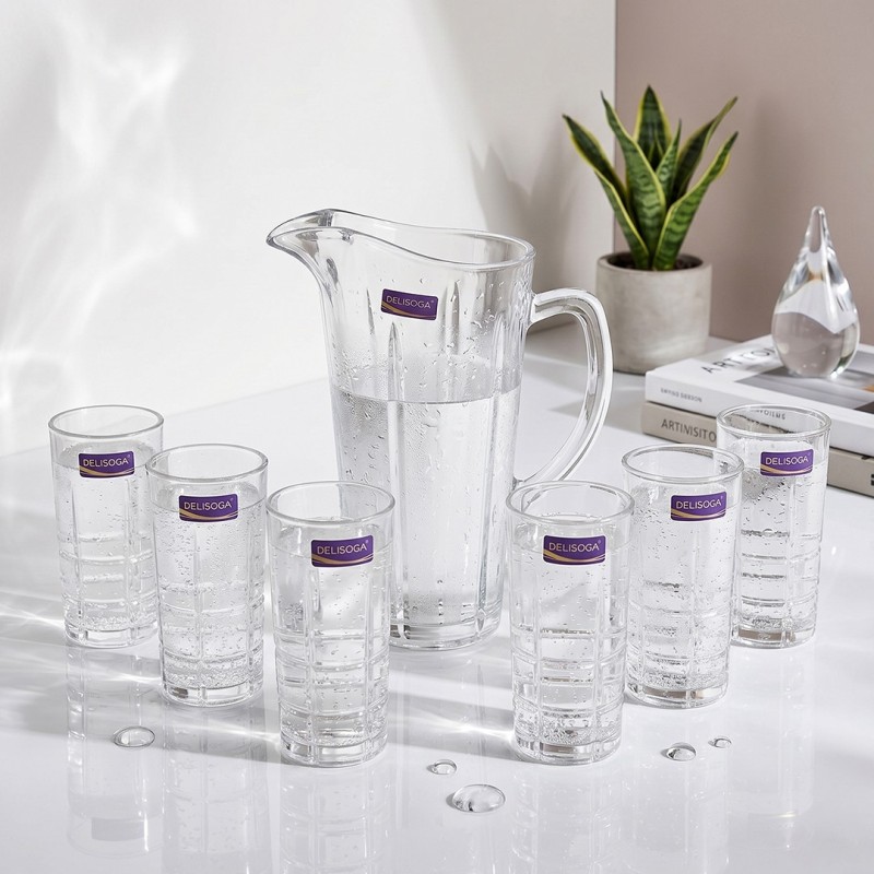 Service à eau 7 Pièces Avec Carafe en Verre Service à eau 7 Pièces Avec Carafe en Verre