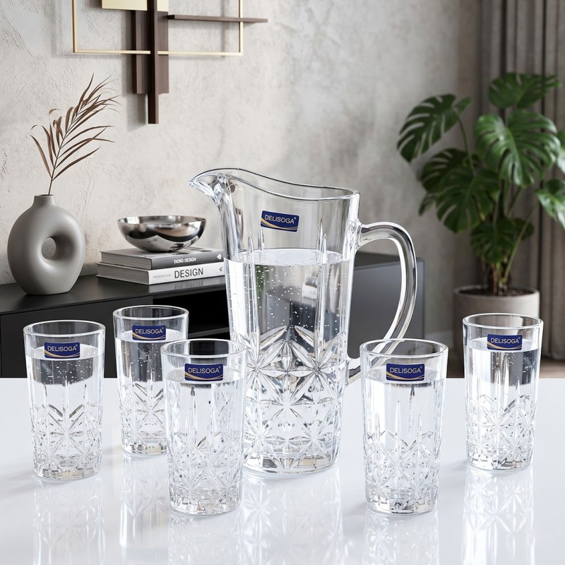 Service à eau 7 Pièces Avec Carafe en Verre Service à eau 7 Pièces Avec Carafe en Verre