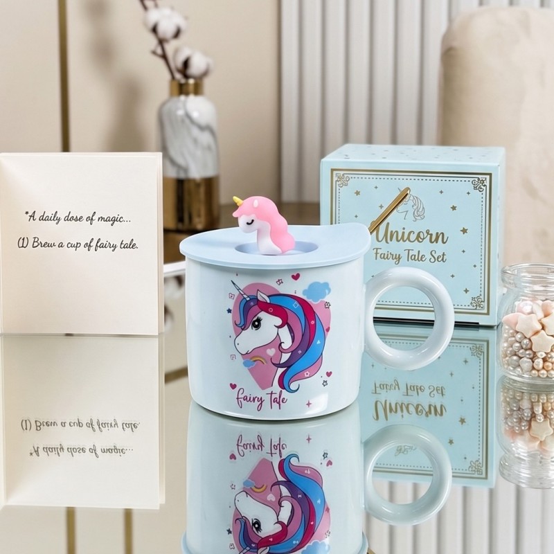 Mug Enfant Licorne avec Couvercle en Silicone