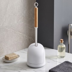 Brosse WC avec Support et Manche Effet Bois
