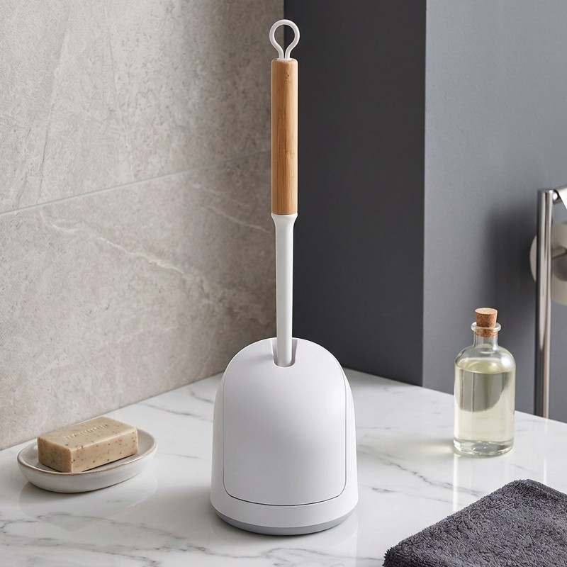 Brosse WC avec Support et Manche Effet Bois