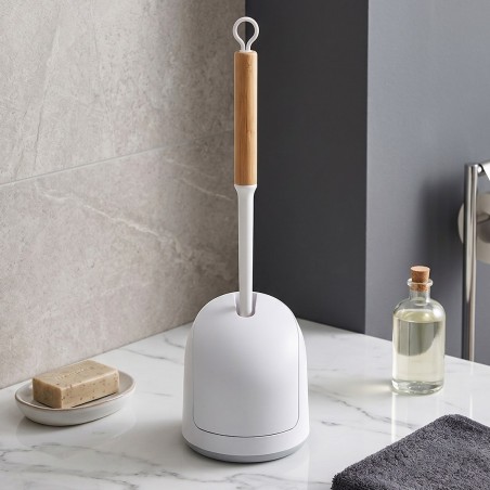 Brosse WC avec Support et Manche Effet Bois