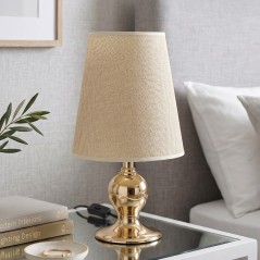 Veilleuse chambre à Coucher Avec abat jour Ø 22 cm - Doré