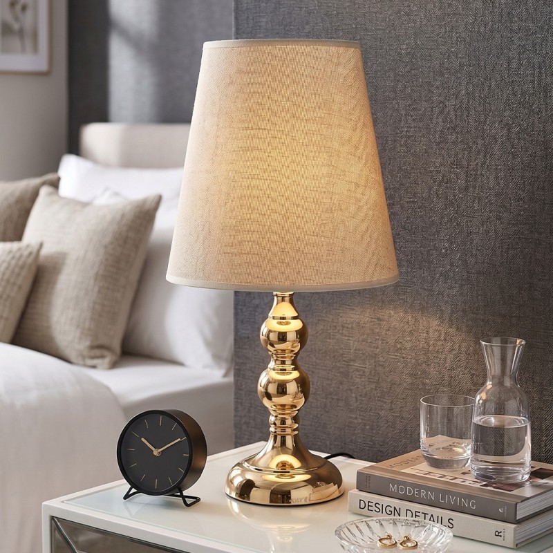 Veilleuse chambre à Coucher Avec abat jour Ø 22 cm - Doré