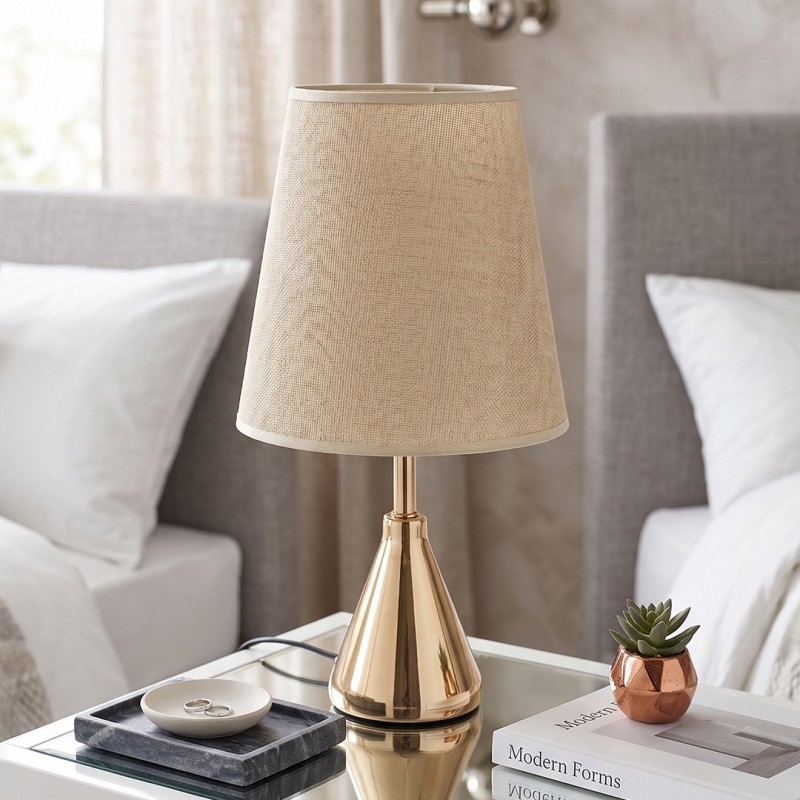 Veilleuse chambre à Coucher Avec abat jour Ø 22 cm - Doré