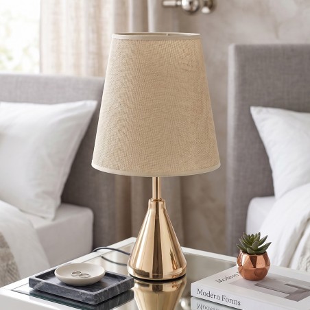 Veilleuse chambre à Coucher Avec abat jour Ø 22 cm - Doré