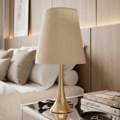Veilleuse chambre à Coucher Avec abat jour Ø 22 cm - Doré