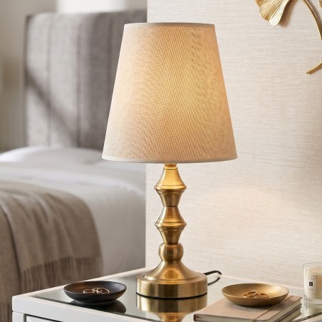 Veilleuse chambre à Coucher Avec abat jour Ø 22 cm - Doré