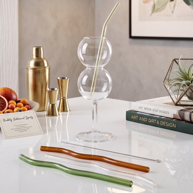 Pailles en Verre Réutilisables avec Brosse de Nettoyage