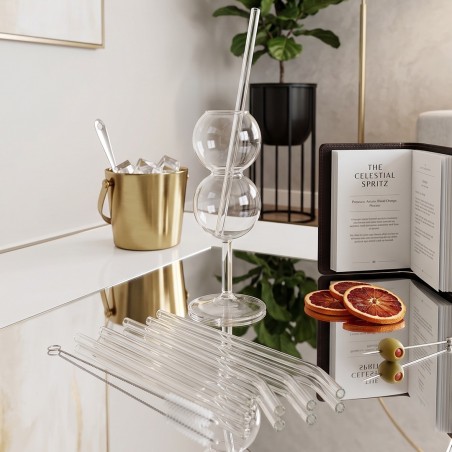 Pailles en Verre Réutilisables avec Brosse de Nettoyage