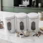 Lot de 3 Boîtes de Conservation en Métal Café Thé Sucre