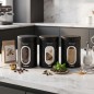 Lot de 3 Boîtes de Conservation en Métal Café Thé Sucre