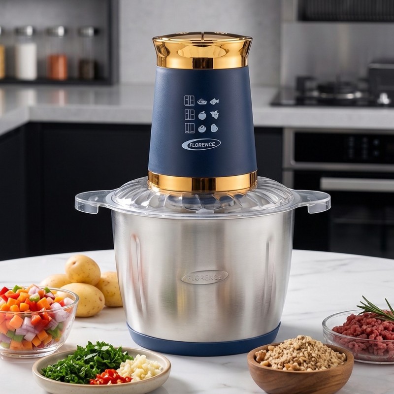 Hachoir Bol Inox 3 L 1200W Bleu - Florence R-7638R