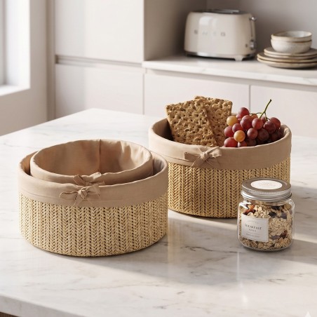 Set de 2 Paniers Ronds en Bambou