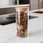 Porte Épices en Verre 400ML avec Couvercle en Bois
