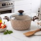Faitout Granite Beige avec Couvercle en Verre 20 cm