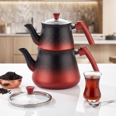 Théière Double en Granite 0,75 L et 1,75 L Rouge -  MCS