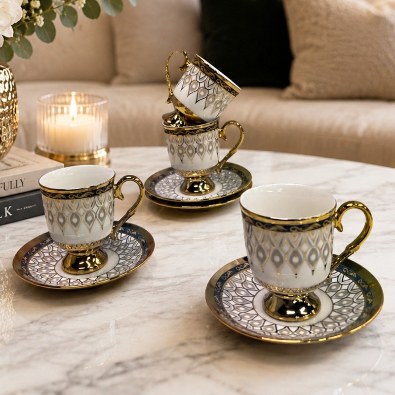 Service à Café Noir en Porcelaine 12 Pièces Service à Café Noir en Porcelaine 12 Pièces
