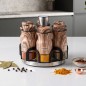 Porte-Épices Rotatif avec 6 Pots en Verre Effet Bois
