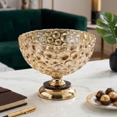Coupe à Fruits sur Pied en Verre Décor Bulles