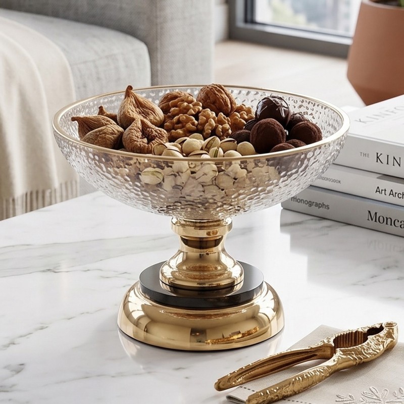 Coupe à Fruits sur Pied en Verre Martelé