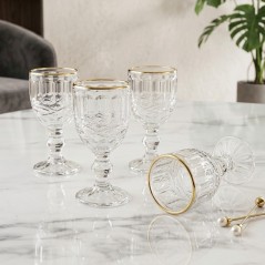 Lot de 6 Coupe à Zrir en Verre Bordure Dorée