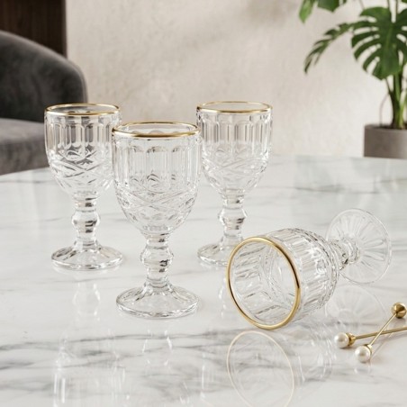 Lot de 6 Coupe à Zrir en Verre Bordure Dorée