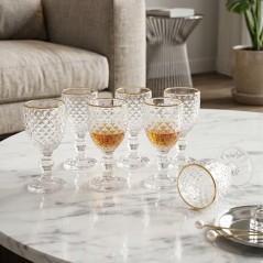 Lot de 6 Coupe à Zrir en Verre Bordure Dorée