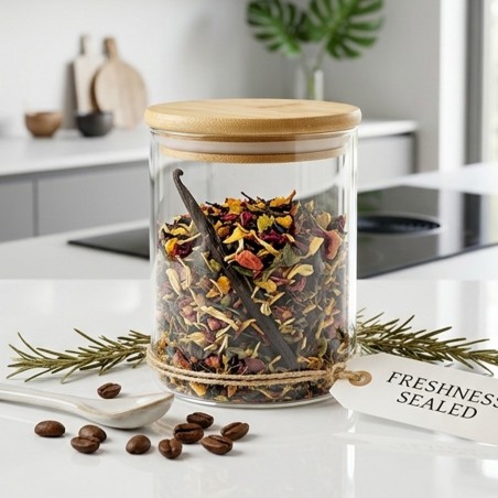 Bocal de Conservation en Verre 700ML avec Couvercle en Bois