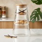 Série de 3 Boîtes en Verre avec Couvercle en Bois