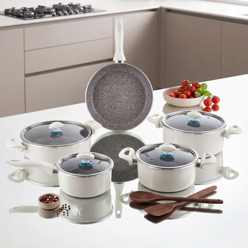 Batterie de Cuisine en Granite 9 Pièces - Falez Mastermaid Batterie de Cuisine en Granite 9 Pièces - Falez Mastermaid