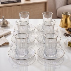 Lot de 6 Verres à Thé avec Sous-tasses
