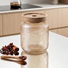 Bocal de Conservation en Verre avec Couvercle en Bois
