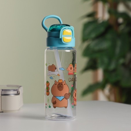 Gourde d'eau 660 ML  avec Paille Bleu