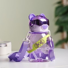 Gourde d'eau 700ml avec Paille et Sangle Violet