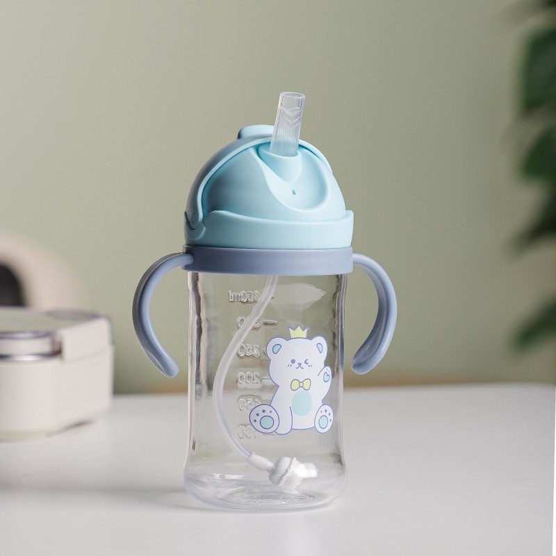 Gourde d'eau 350ml avec Paille Bleu