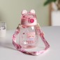 Gourde d'eau 550ML avec Paille et Sangle Rose