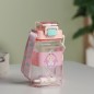 Gourde d'eau 650ml avec Paille et Sangle Rose