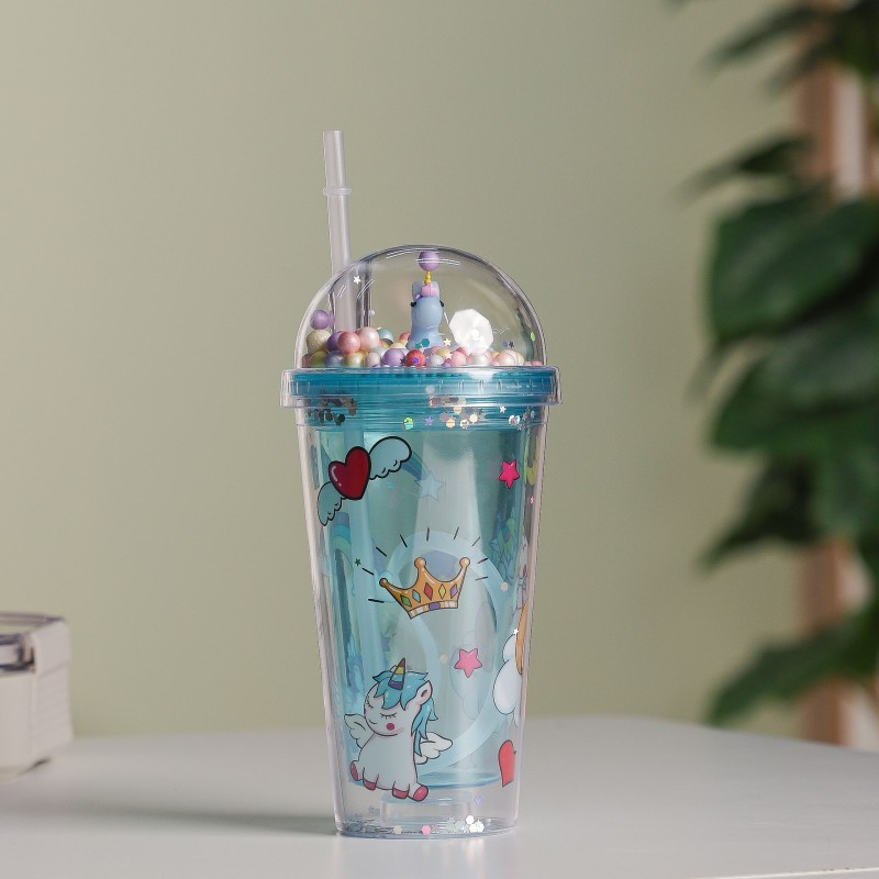 Gobelet Isotherme 400ML avec Paille Bleu Gobelet Isotherme 400ML avec Paille Bleu