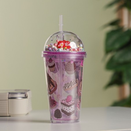 Gobelet Isotherme 400ML avec Paille Violet