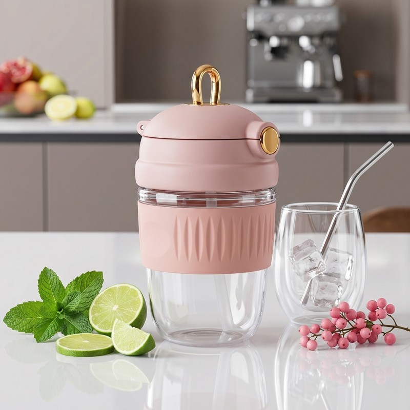 Gourde d'eau en plastique 320ML - Rose
