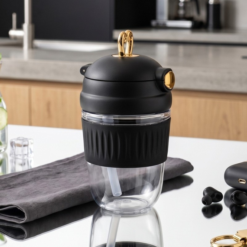 Gourde d'eau en plastique 320ML - Noir Gourde d'eau en plastique 320ML - Noir