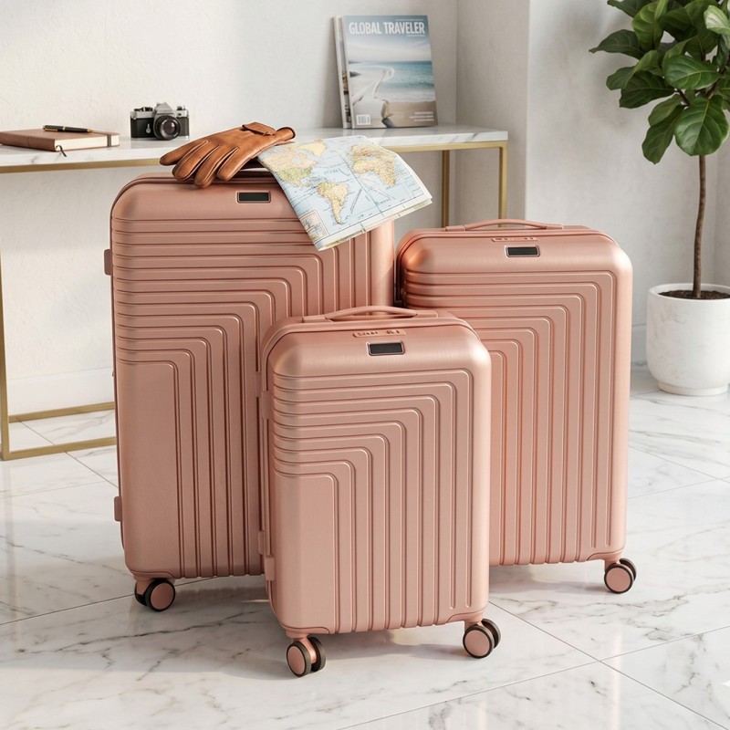 Série de 3 Valises Incassable en ABS Rose - ABM Série de 3 Valises Incassable en ABS Rose - ABM