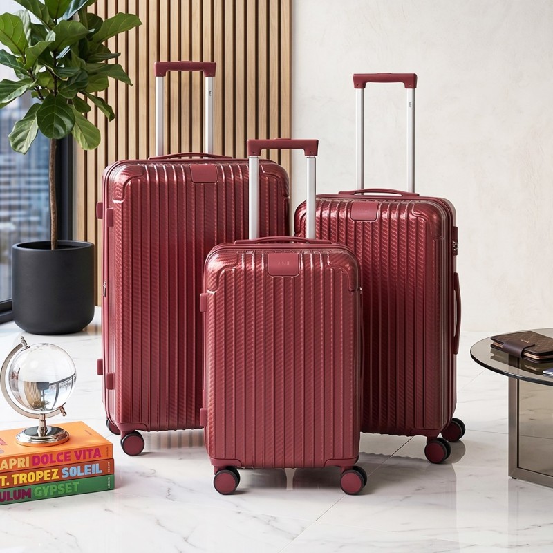 Série de 3 Valises Incassable en ABS Rouge - ABM Série de 3 Valises Incassable en ABS Rouge - ABM