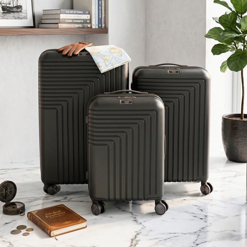Série de 3 Valises Incassable en ABS Noir - ABM