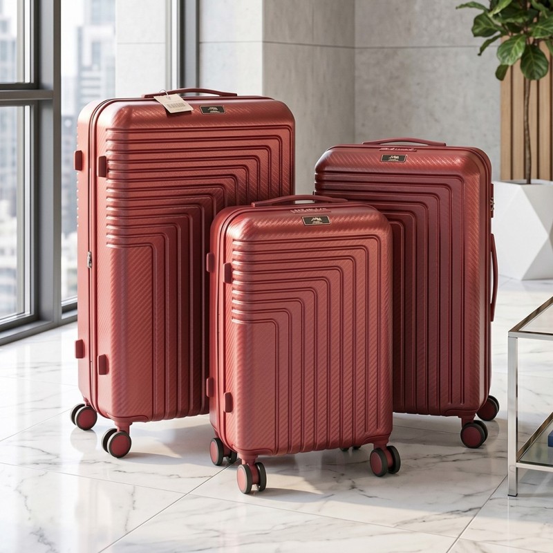 Série de 3 Valises Incassable en ABS Rouge - ABM Série de 3 Valises Incassable en ABS Rouge - ABM