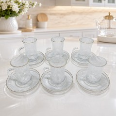 Lot de 6 Verres à Thé avec Sous-tasses