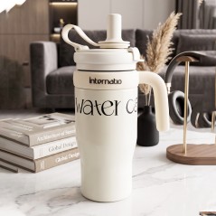 Thermos en Plastique avec Paille et Poignée 550ML