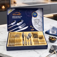 Coffret Ménagère 24 Pièces en Acier Inoxydable